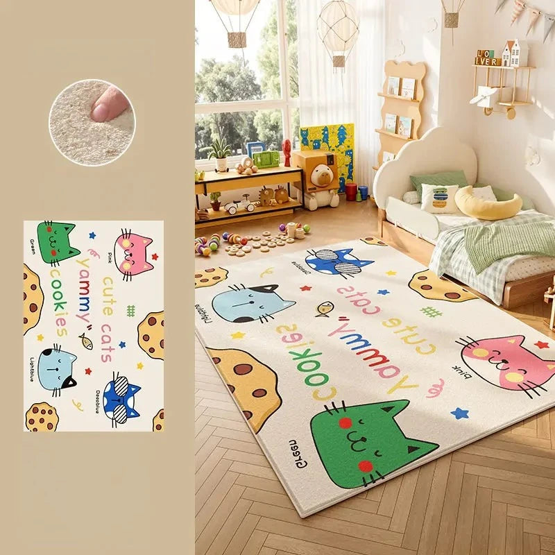 Cartoon Style Bedroom Decor Carpet Thicken Plush Carpets for Living Room Large Area Children's Floor Mat Fluffy Soft Bedside Rug
