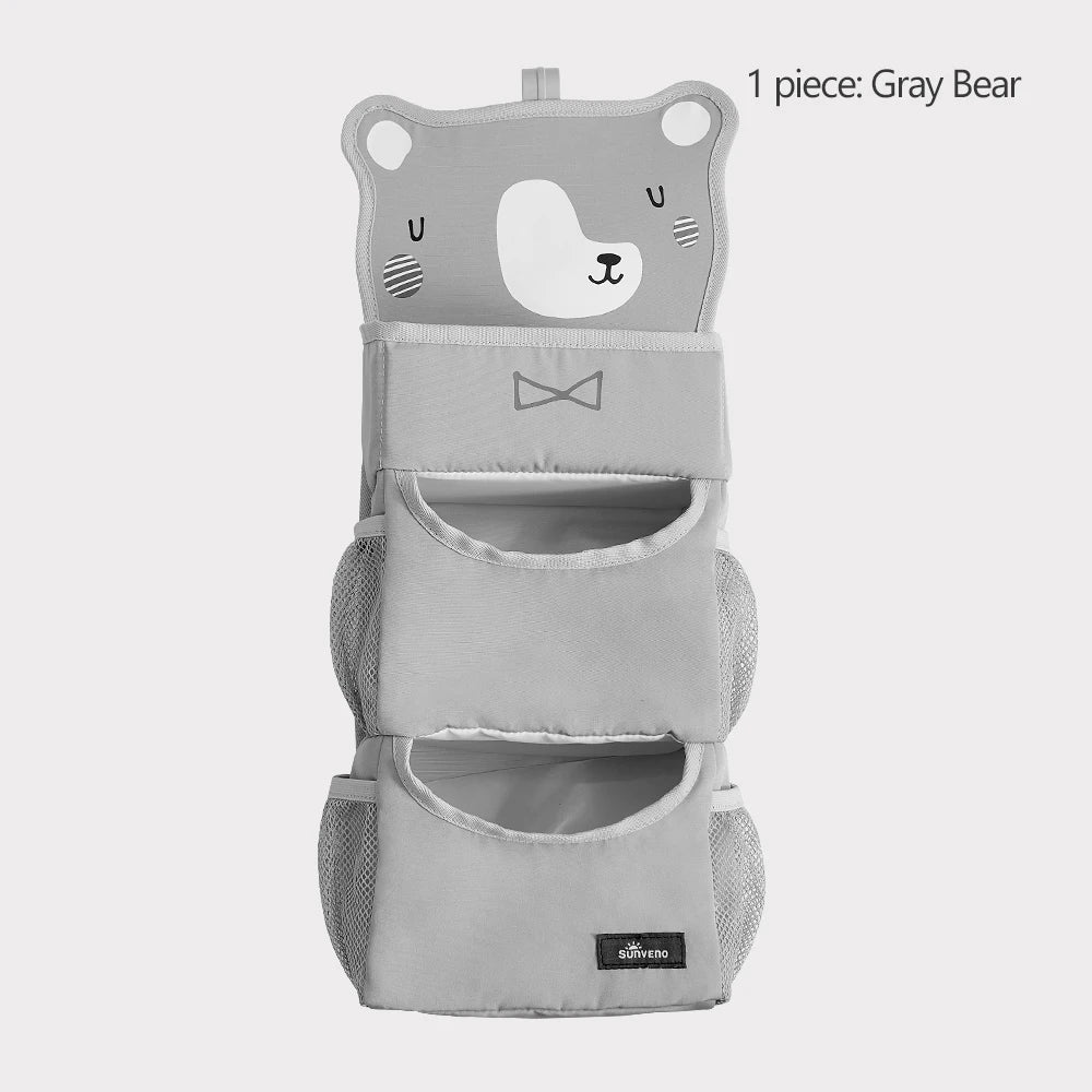 Cartoon Baby Crib Hanging Storage Bag, Multi-functional Organizer for Baby Supplies Baby Room Decor