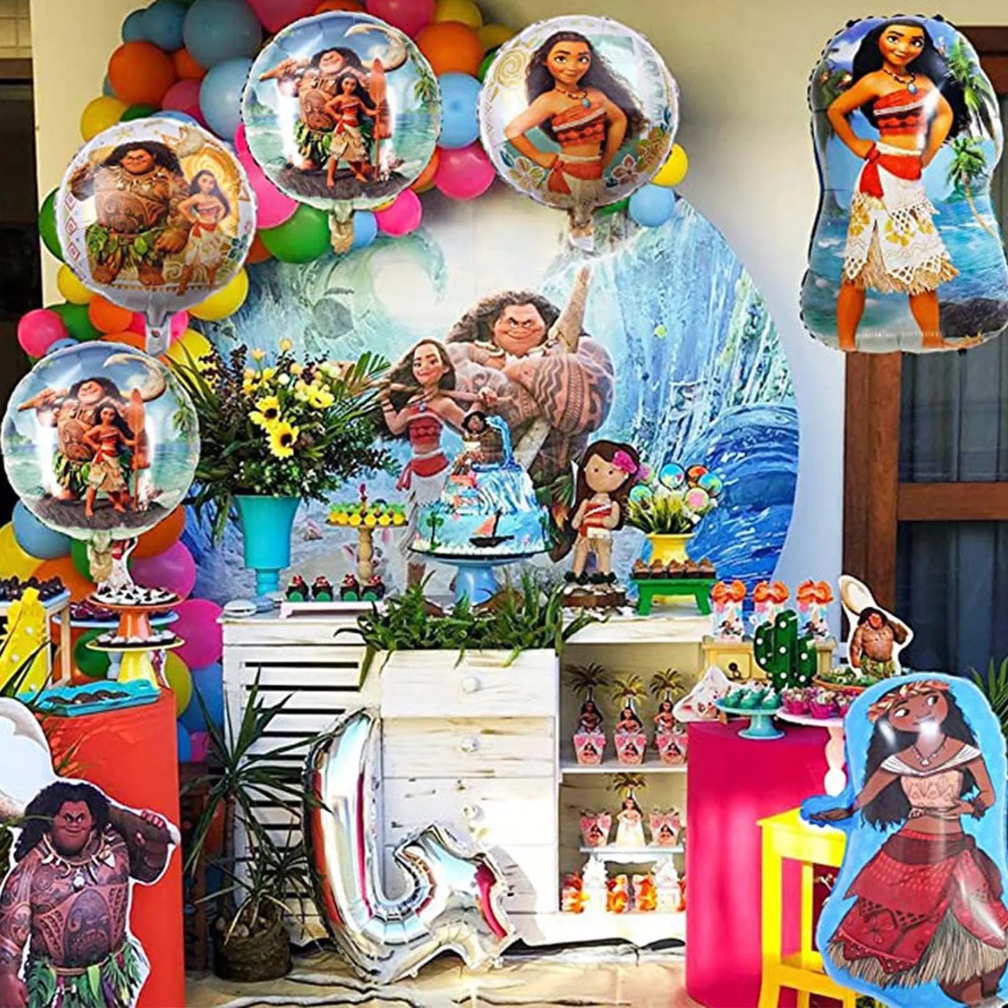 6Pcs Moana Balloons, Moana Party Decoration Foil Balloon for Party Supplies Birthday