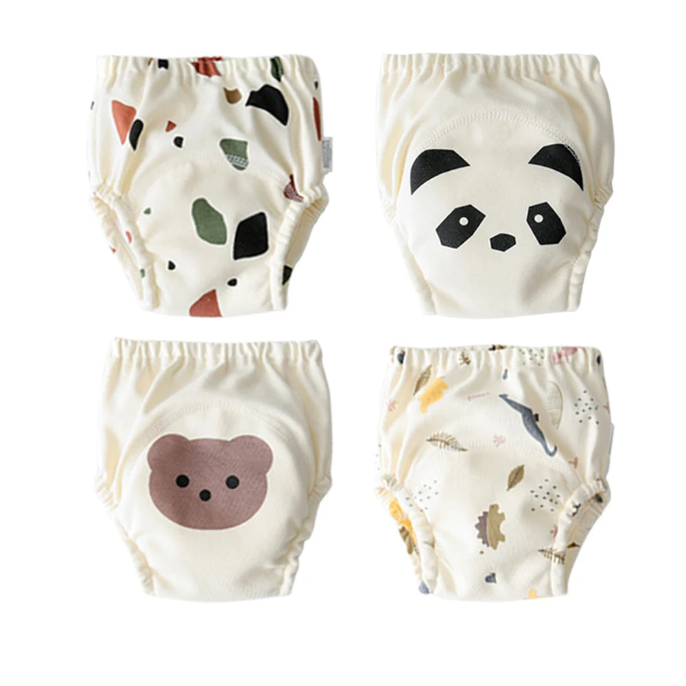 4PCS Baby Kids Cotton Potty Training Pants Waterproof Infant Shorts Underwear Reusable Cloth Diaper Nappies Children Panties