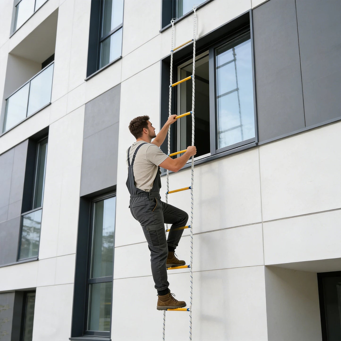 Safety Rope Ladder Grippy Rope Ladder Emergency Fire Escape Ladder with Hooks for Emergency Rescue in Hotels Office Buildings Schools