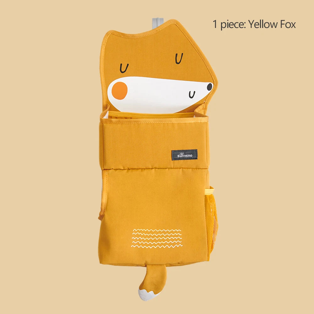 Cartoon Baby Crib Hanging Storage Bag, Multi-functional Organizer for Baby Supplies Baby Room Decor