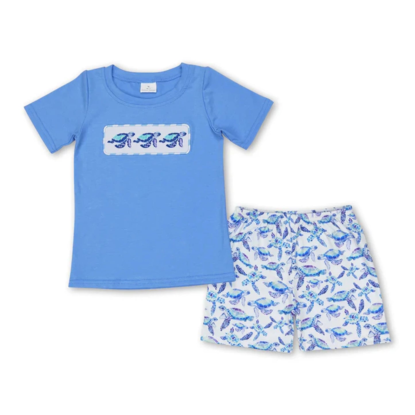 Toddler Boy 2 Piece Summer Outfits Print Short Sleeve T-shirt Elastic Waist Shorts Kids Matching Sets