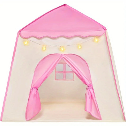Pink Princess Tent for Girls with LED Star Lights Large Playhouse Kids Castle Play Tent for Children Indoor Outdoor Games
