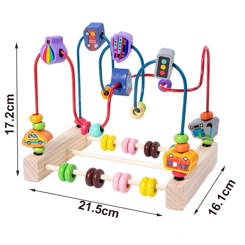 Montessori Baby Toys Wooden Roller Coaster Bead Maze Abacus Math Toys Toddler Early Educational Toys for 1 2 3 Years Kids Gifts