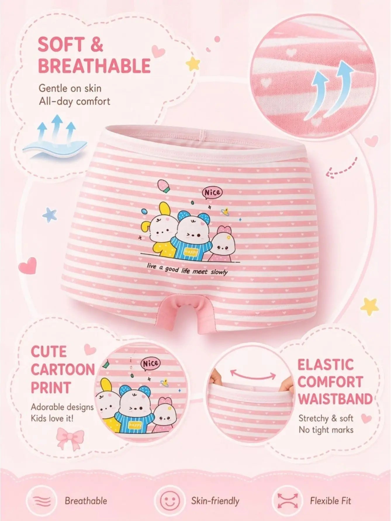16 Pack Fashion Girls Briefs, Cute Bear Print Girls Underwear, Soft Quick-dry Toddler Underpants, Perfect Gift for Kids
