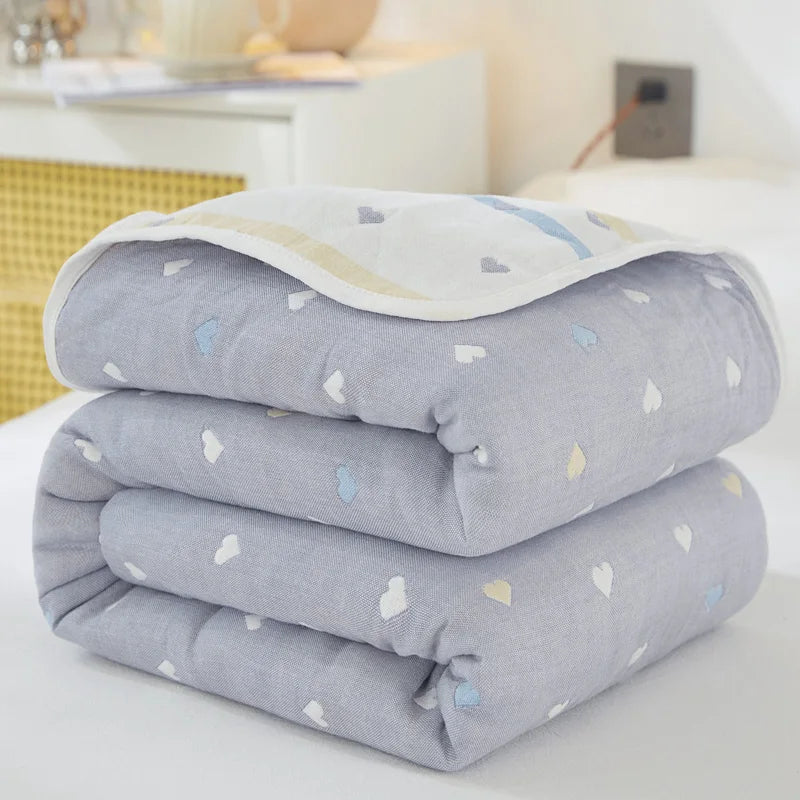 Breathable 6-layer Muslin Blanket for Children Adult 100% Cotton Sofa Bed Throw Blankets Soft Skin-Friendly Towel Blanket Summer
