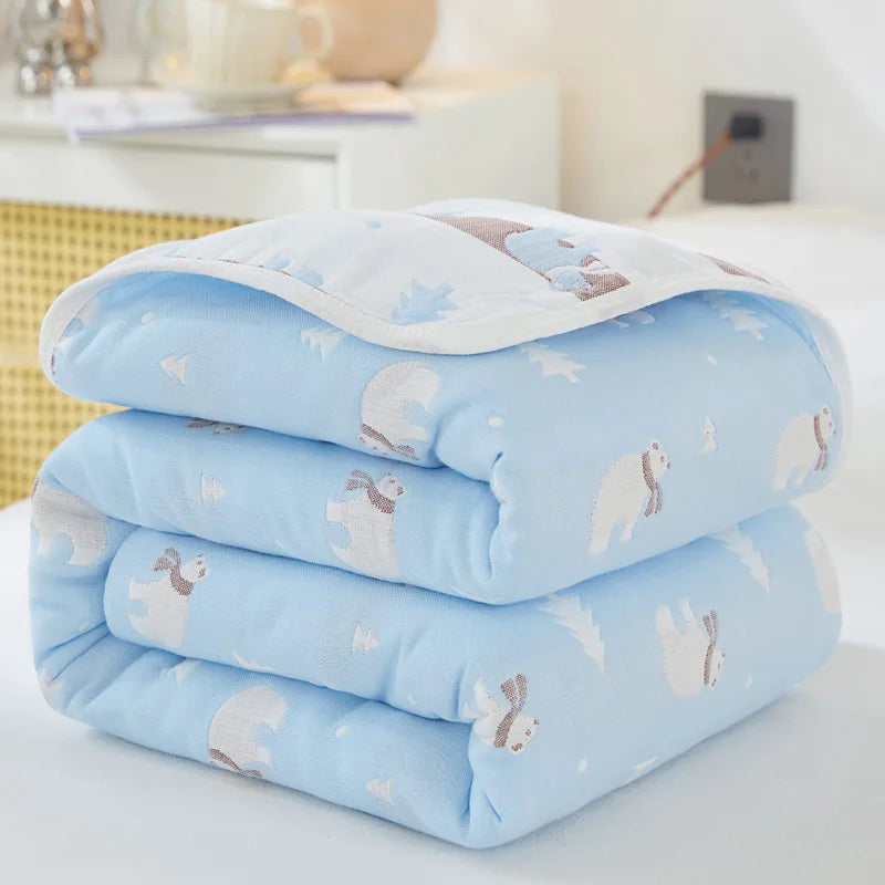 Breathable 6-layer Muslin Blanket for Children Adult 100% Cotton Sofa Bed Throw Blankets Soft Skin-Friendly Towel Blanket Summer