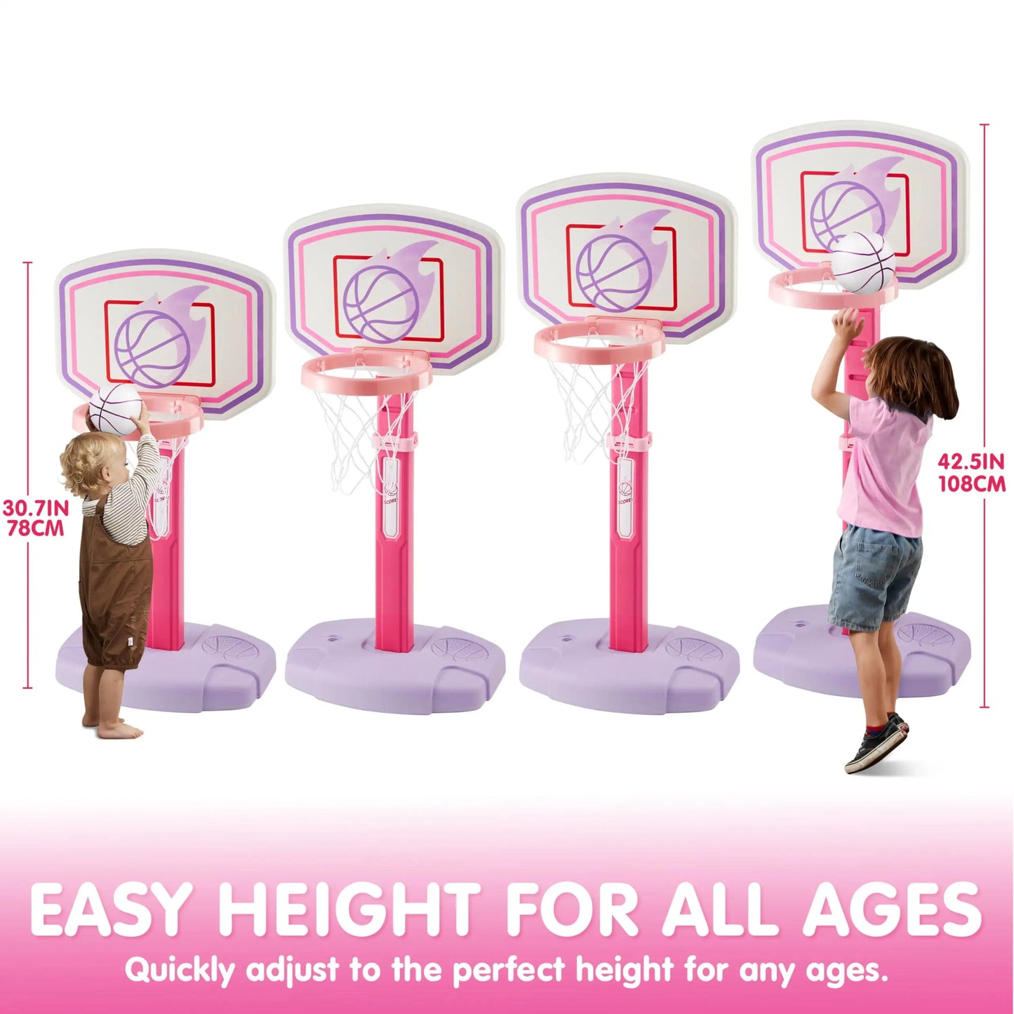 Basketball Hoop Toddler Indoor Basketball Game Set Adjustable Basketball Goal With 4 Balls for Boys Girls Birthday Gift