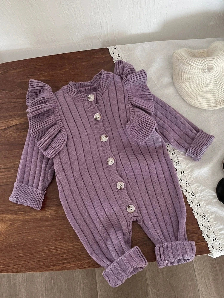 New Autumn Baby Romper Knitted Newborn Girls Jumpsuit Outfit Hooded Toddler Children Clothing Cartoon Bear Ears Knitted Clothing