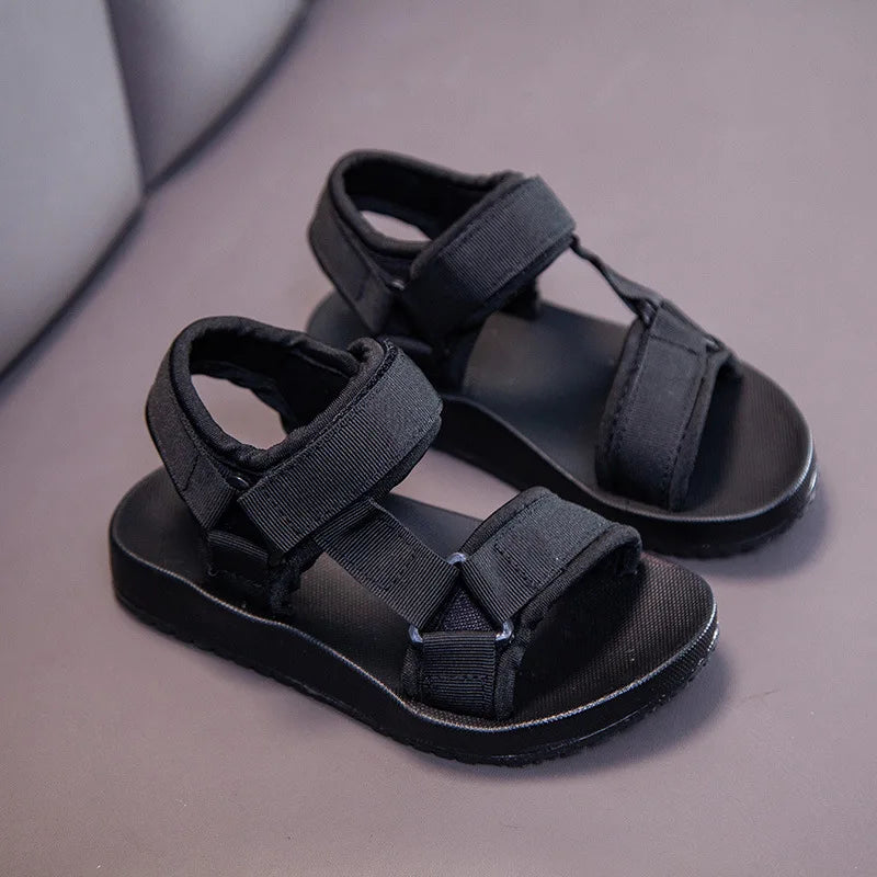 Boy Girl Canvas Sandals Slippers Solid Color Soft Soled Anti-Slip Children Kid Shoes Summer Beach