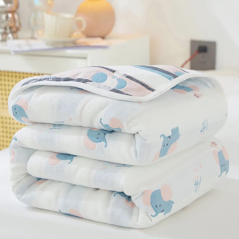 Breathable 6-layer Muslin Blanket for Children Adult 100% Cotton Sofa Bed Throw Blankets Soft Skin-Friendly Towel Blanket Summer