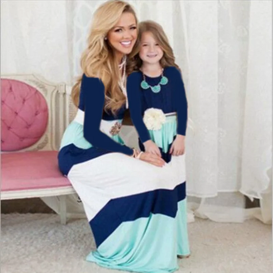 Beach Mother Daughter Dress Children's Clothing Vestidos Boho Long Dress Women Family Matching Outfits Girls Dresses Kids Summer