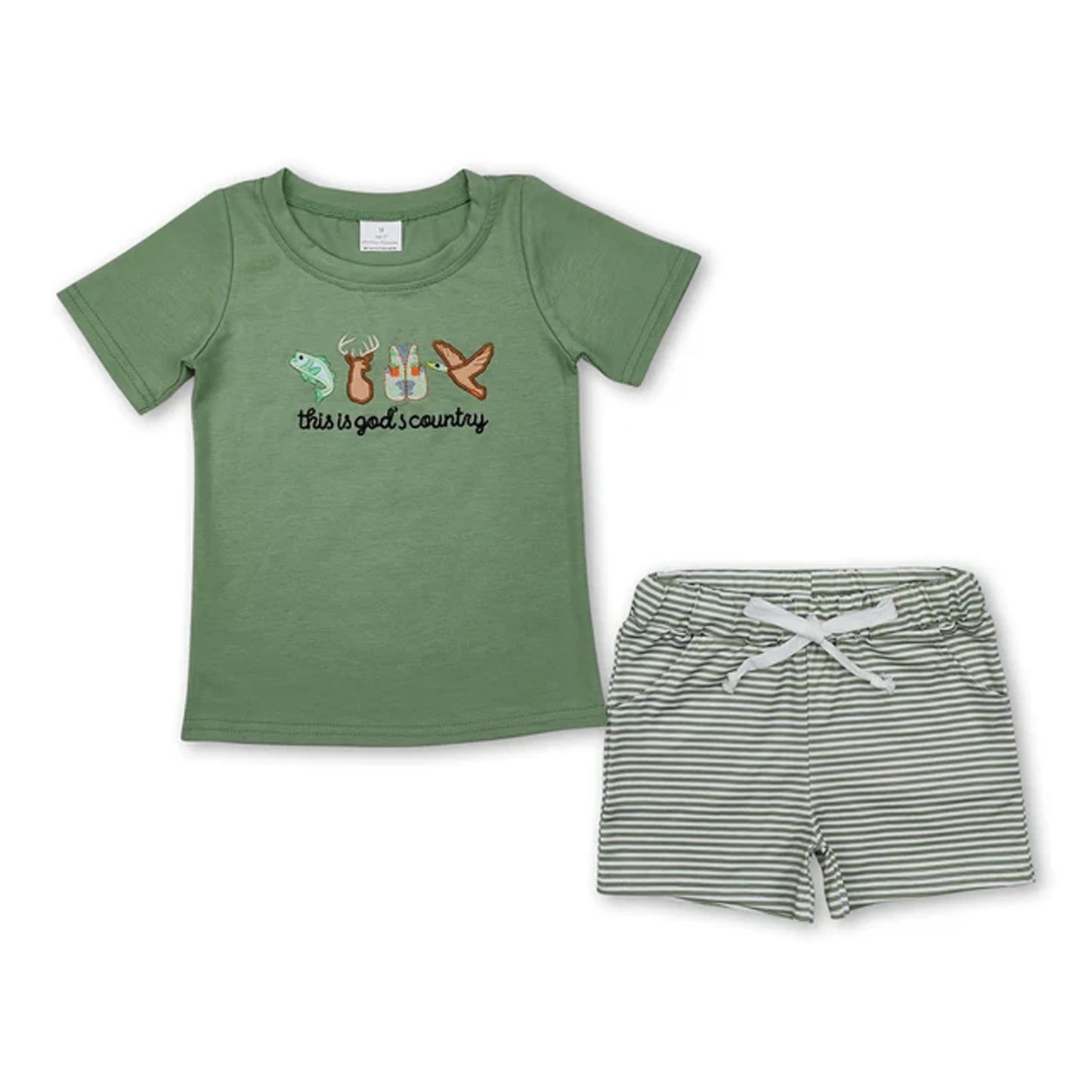Toddler Boy 2 Piece Summer Outfits Print Short Sleeve T-shirt Elastic Waist Shorts Kids Matching Sets