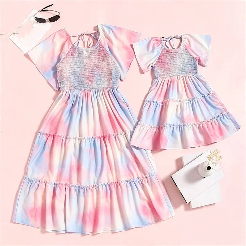 Bohemian Mother Daughter Dress Vestido Beach Children Dress Family Matching Outfits Women Clothing Casual Girls Dresses Summer
