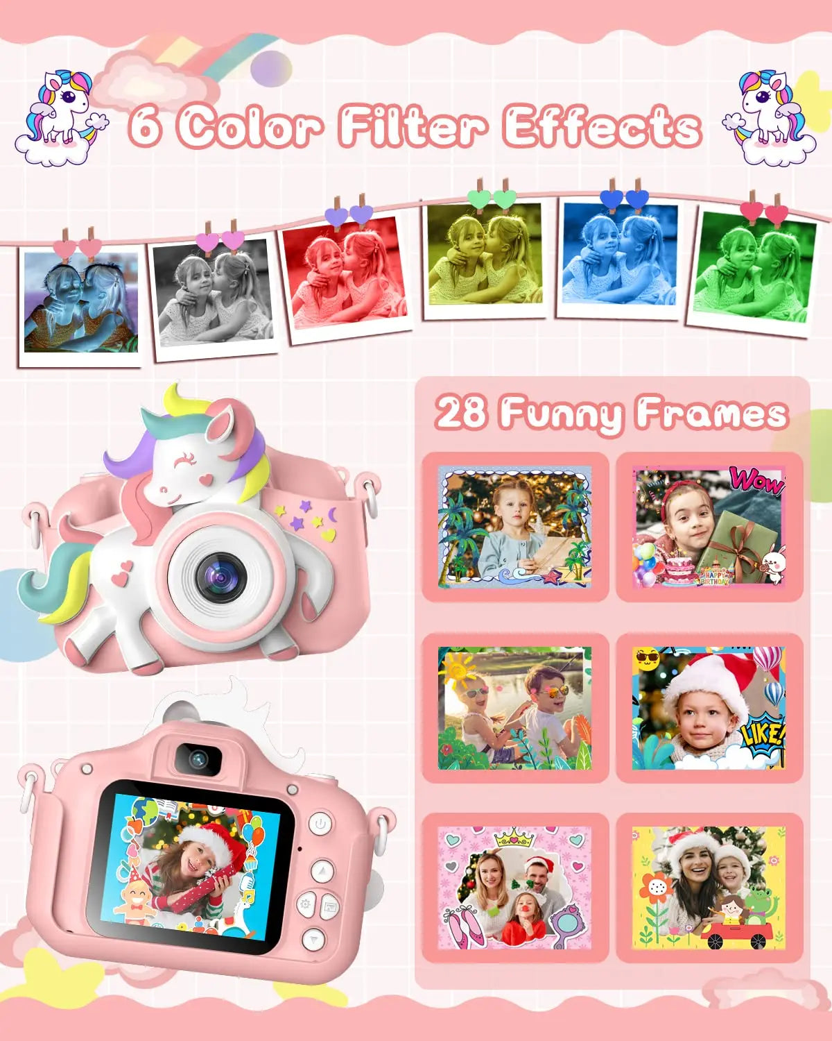 Kids Mini Camera 20.0 MP 1080P HD Digital Camera 2.0" Screen Camcorder Toy With 32GB Card For 6-12 Years Birthday Gifts