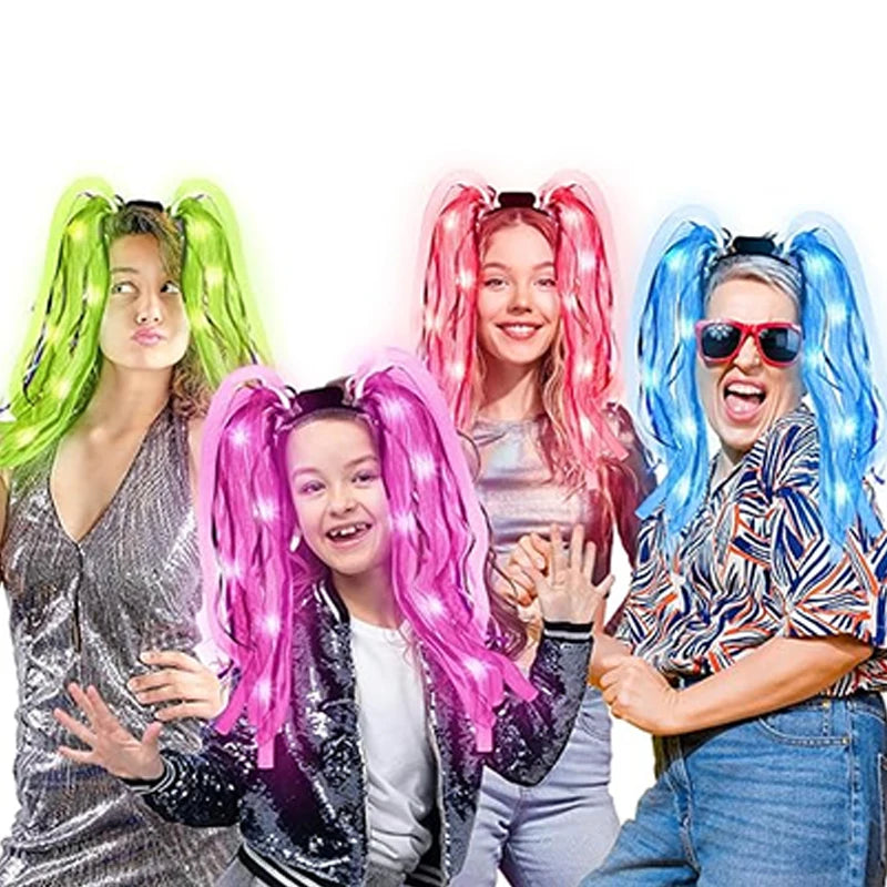 LED Light Up Flash Braid Noodles Headband Party Gift Led Glasses Neon Rave Party Hair Band Cosplay Birthday Glow Party Supplies