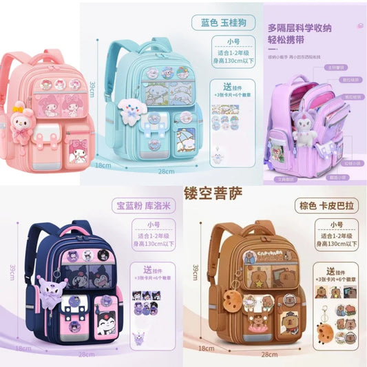New Hot Cinnamoroll Large-Capacity Cartoon Children'S Backpack Kuromi My Melody Pochacco Cute Anime Children'S School Bag Set