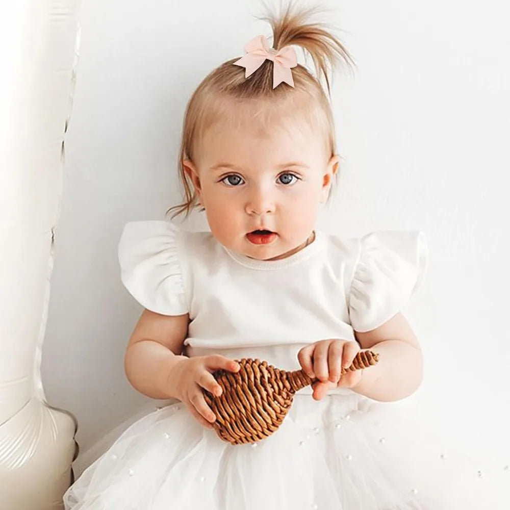 40 PCS Mini Small Elastic Hair Ties for Baby Girls Toddlers Infants with Bows Ponytail Holders 2 Inches