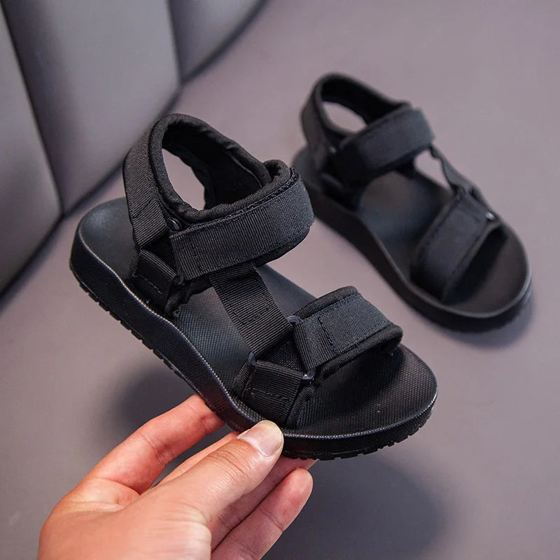 Boy Girl Canvas Sandals Slippers Solid Color Soft Soled Anti-Slip Children Kid Shoes Summer Beach