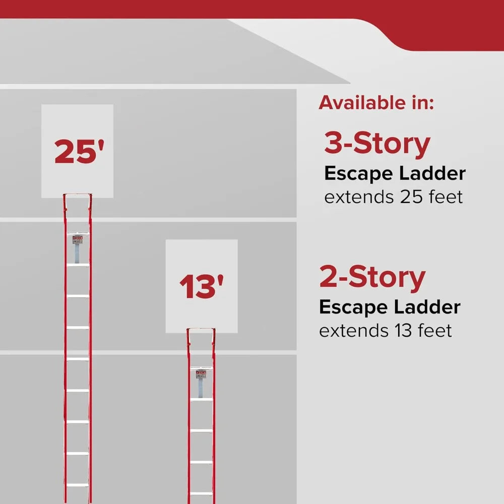 Fire Escape Ladder 13 Feet Extendable with 2 Ropes Non-Slip Steps for Home Safety