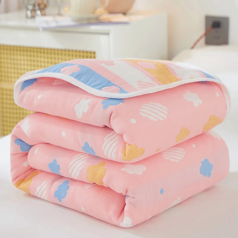 Breathable 6-layer Muslin Blanket for Children Adult 100% Cotton Sofa Bed Throw Blankets Soft Skin-Friendly Towel Blanket Summer