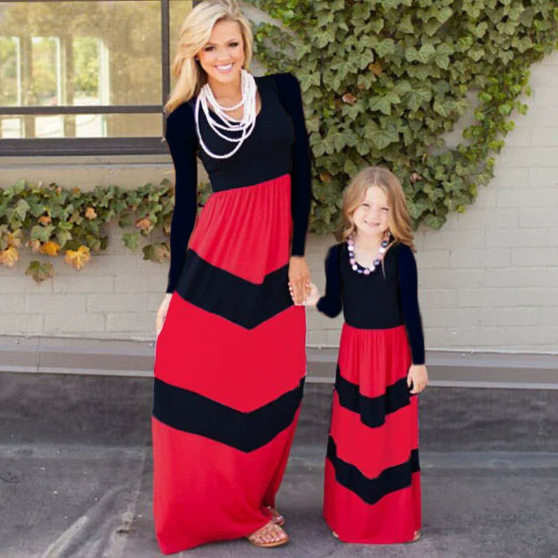 Beach Mother Daughter Dress Children's Clothing Vestidos Boho Long Dress Women Family Matching Outfits Girls Dresses Kids Summer