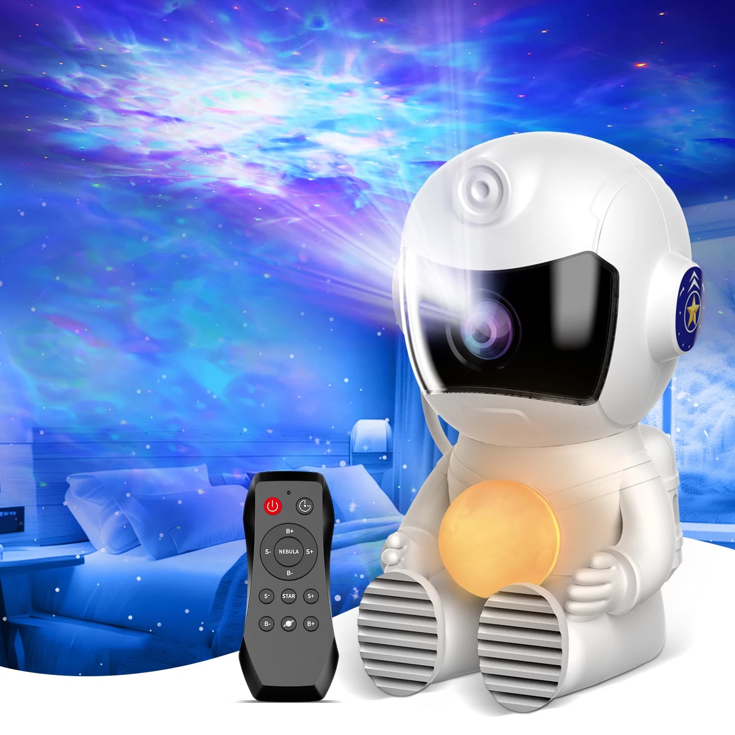 Astronaut Galaxy Projector Night Light Sleep Moon Lamp for Bedroom with Timer