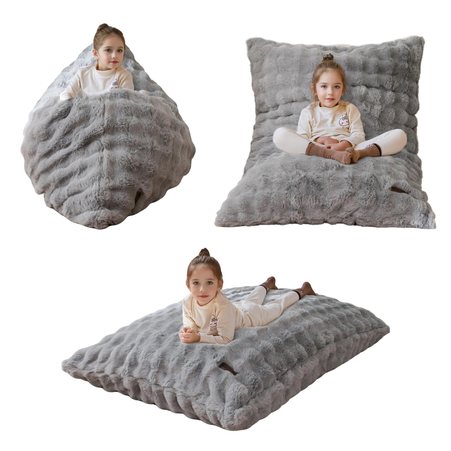 AXYOYO 3 in 1 Kids Bean Bag Chair, Comfy Floor Sofa with Removed Cover | Soft Floor Couch with High-Density Foam Filling Conver