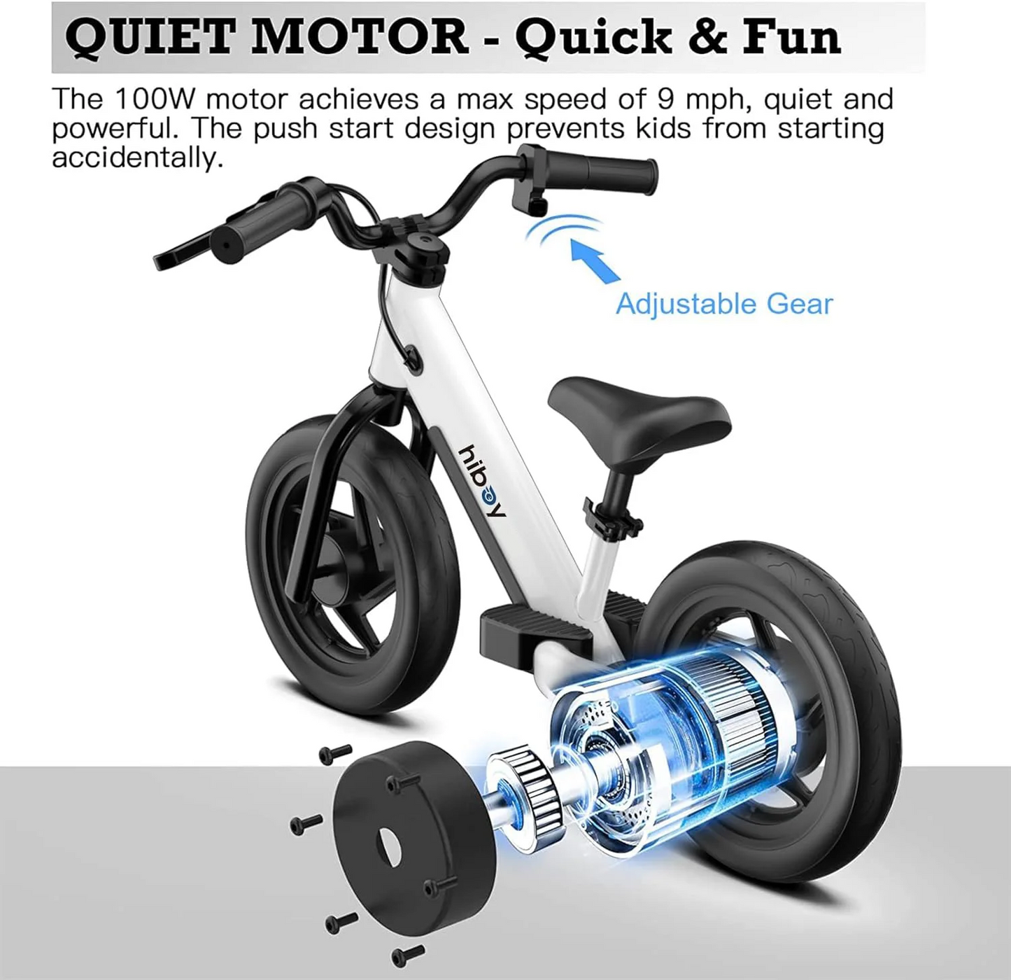 12 Inch Tires, 150W Peak Motor, 21.6V/2.6Ah Battery,  Electric Balance Bike for Kids Ages 3-5
