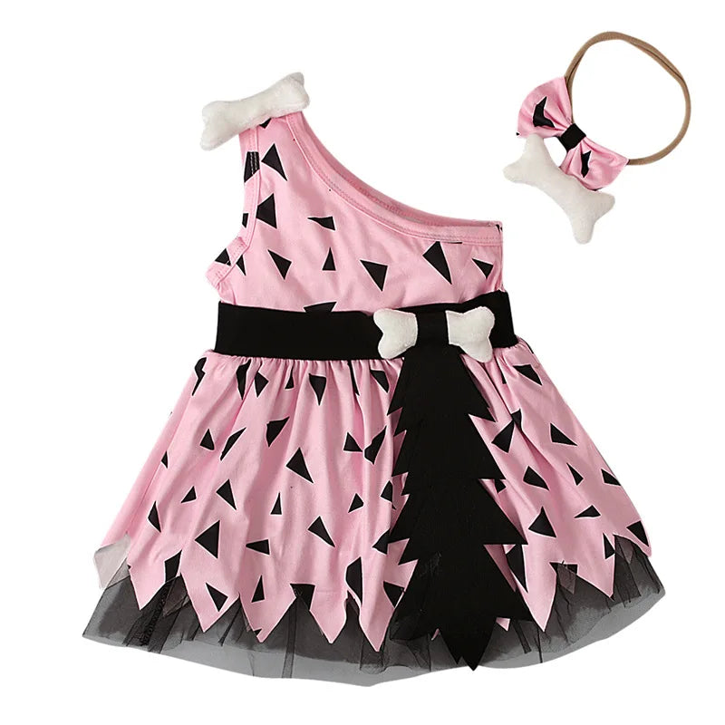 Prowow Baby Caveman Dresses One Shoulder Orange Halloween Dress For Girls Party Dress Toddler Party Halloween Costume For Baby