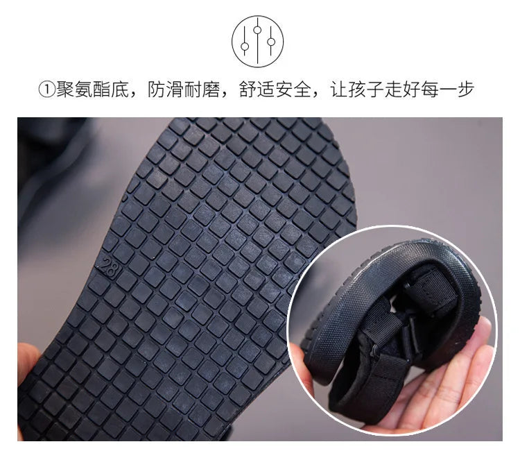 Boy Girl Canvas Sandals Slippers Solid Color Soft Soled Anti-Slip Children Kid Shoes Summer Beach