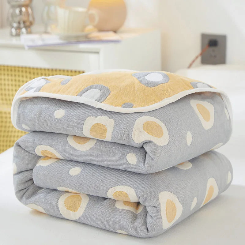 Breathable 6-layer Muslin Blanket for Children Adult 100% Cotton Sofa Bed Throw Blankets Soft Skin-Friendly Towel Blanket Summer