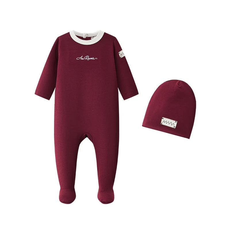 Ali Layette AW26 Embroidered Layette Set Baby Cotton Footed Romper Matching Hat