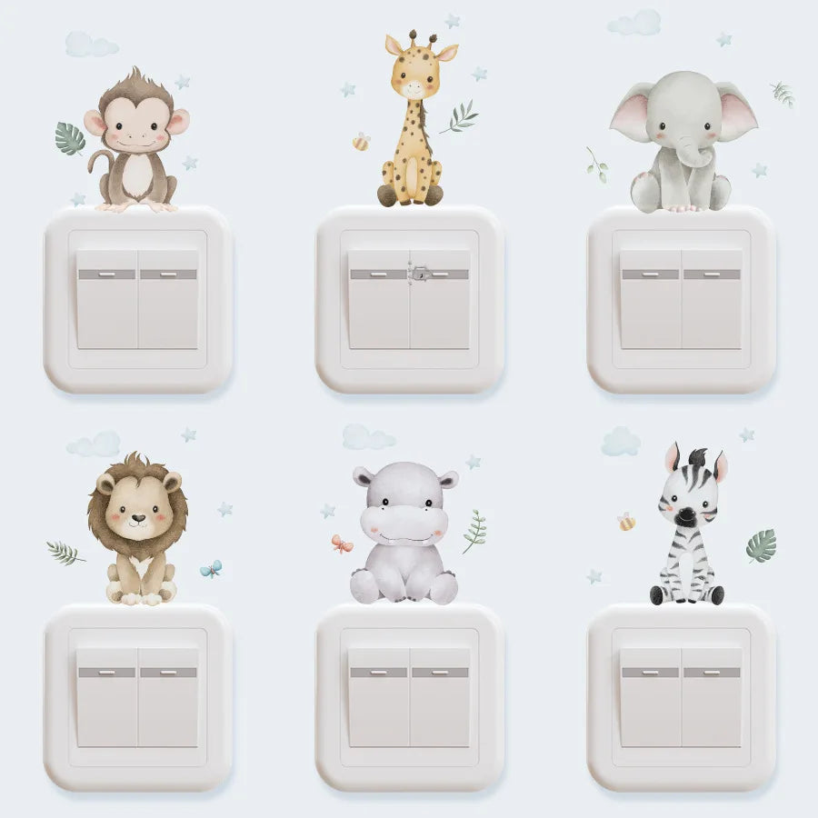 Cartoon Forest Animals Wall Stickers for Kids Rooms Boys Girls Baby Room Decoration Child Wallpaper Home Decor Giraffe