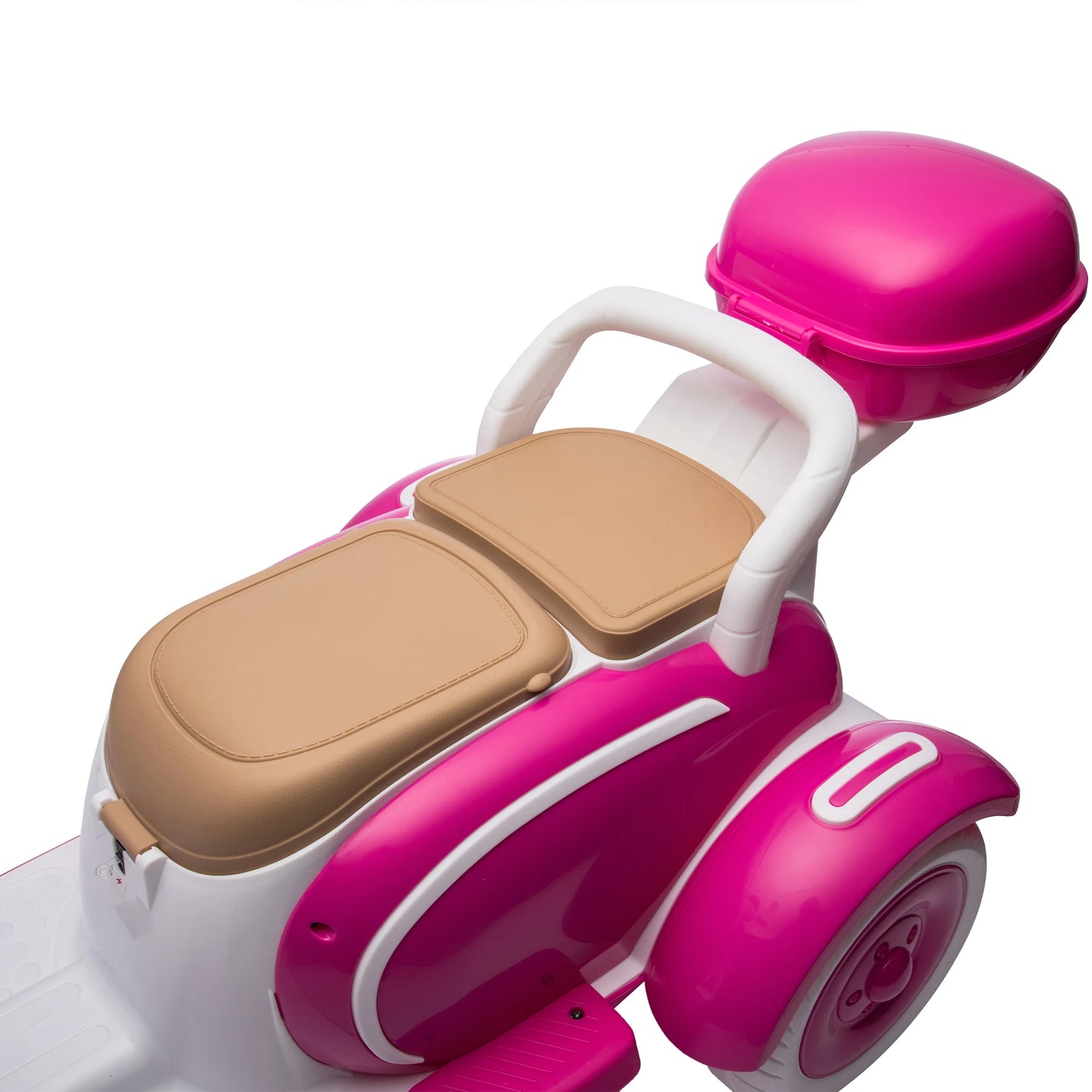 12V Two motors Kids Ride On Level Up Two-seater Electric Motorcycle,Three-wheel Toy w/Music,Bluetooth,USB,Portable Storage Hooks&Oversized Trunk,LED Headlight For Kids 3-6.