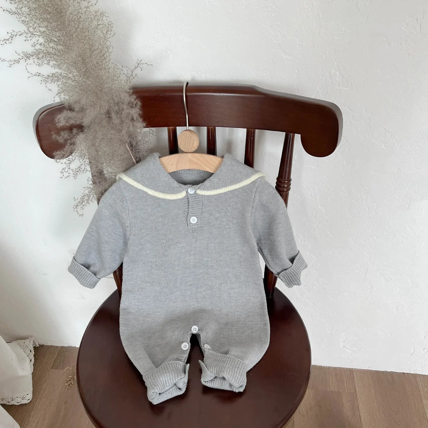 4622 Baby Knitted Clothes Autumn 2024 New Navy Collar Boy's Knitted One Piece Clothes