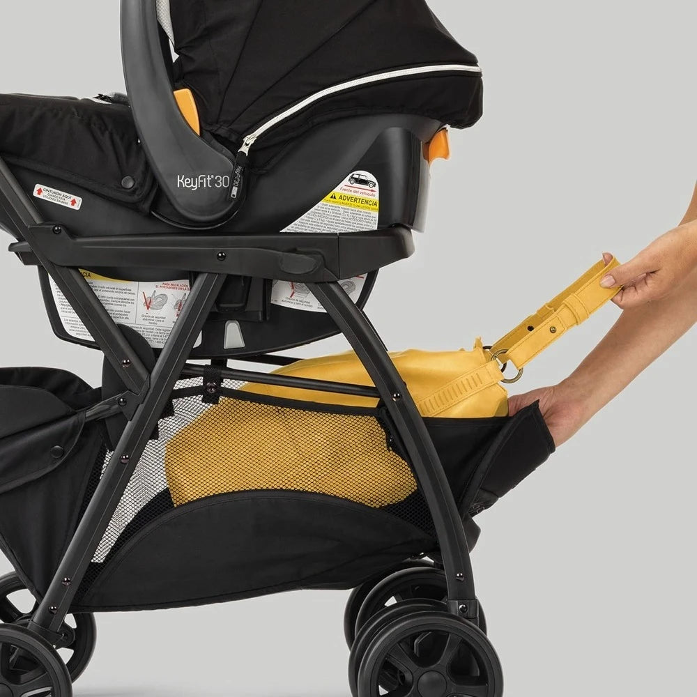 Universal Infant Car Seat Stroller Frame Adjustable Handle Parent Tray Black