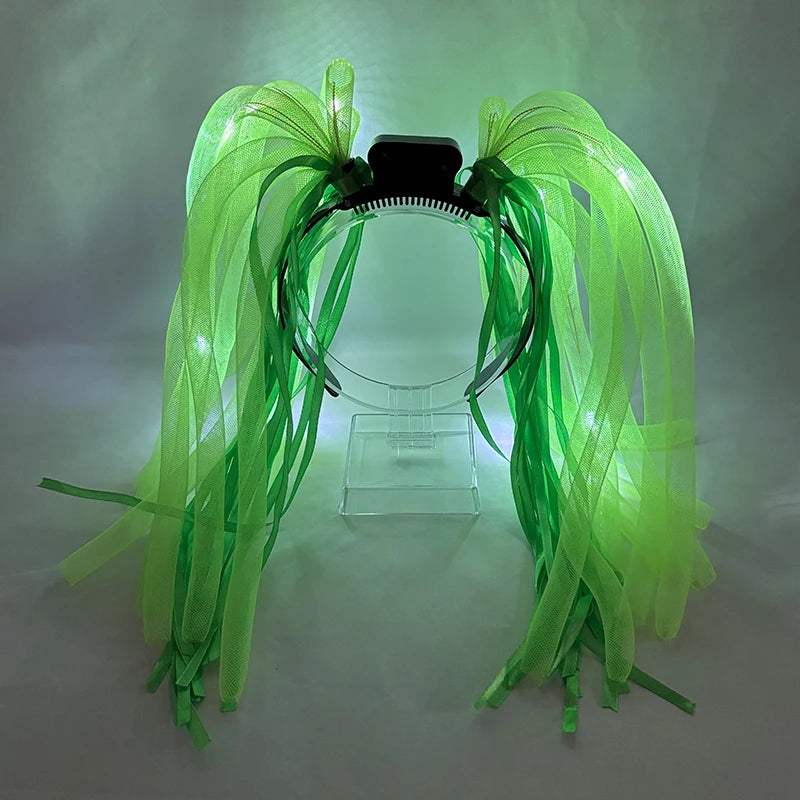 LED Light Up Flash Braid Noodles Headband Party Gift Led Glasses Neon Rave Party Hair Band Cosplay Birthday Glow Party Supplies