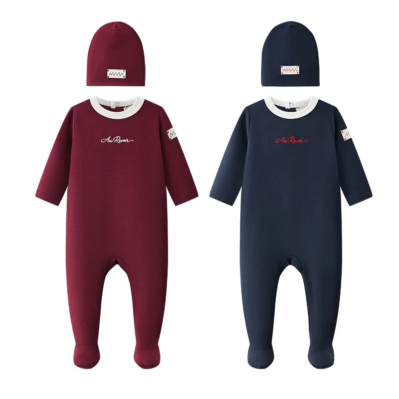 Ali Layette AW26 Embroidered Layette Set Baby Cotton Footed Romper Matching Hat