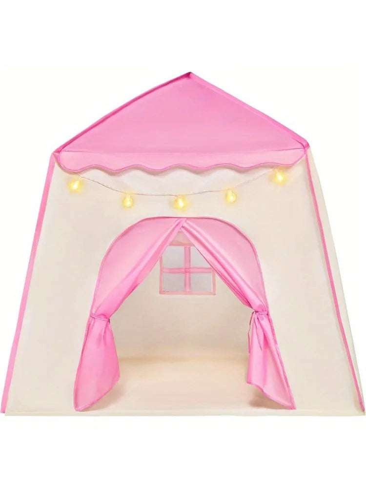 Pink Princess Tent for Girls with LED Star Lights Large Playhouse Kids Castle Play Tent for Children Indoor Outdoor Games