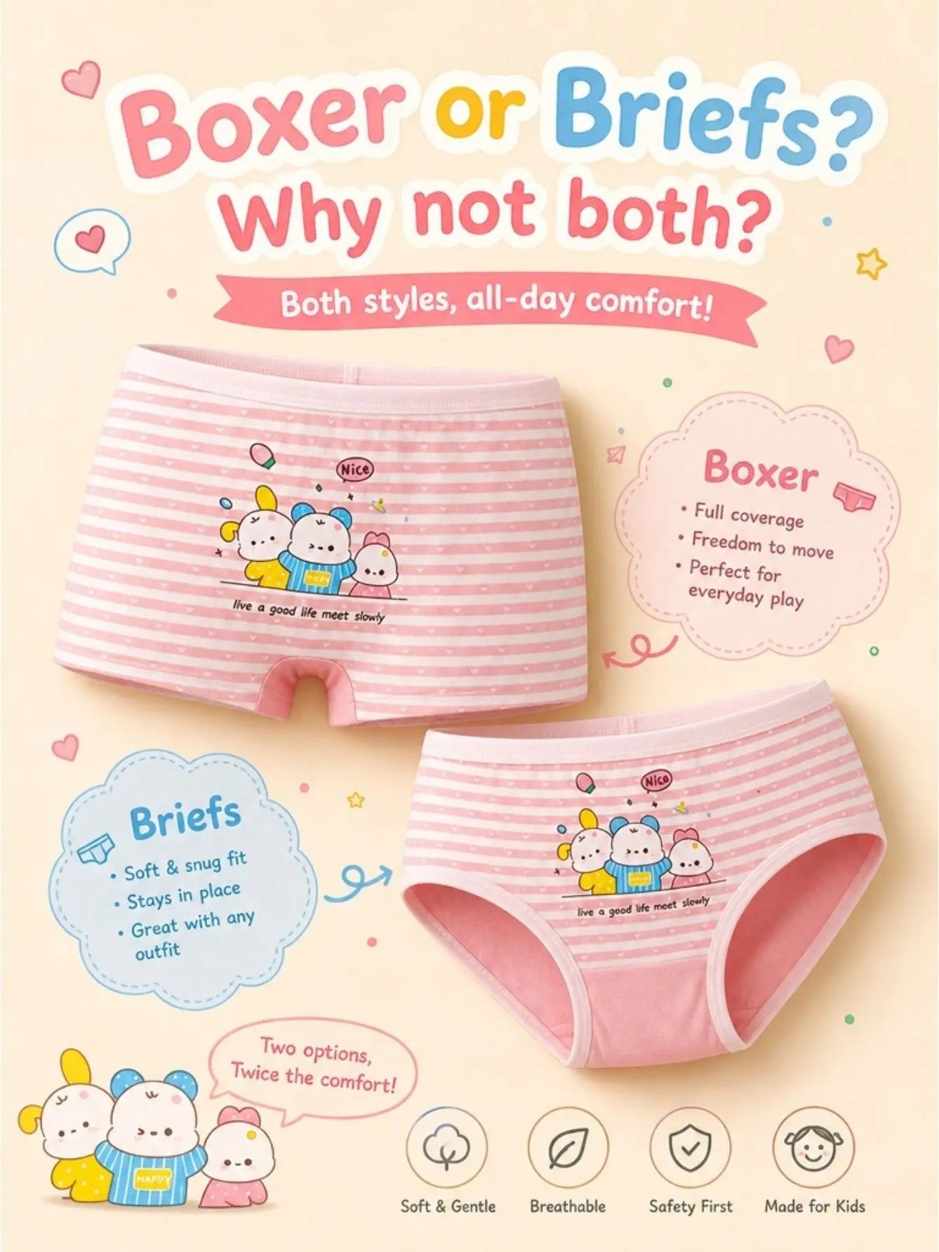 16 Pack Fashion Girls Briefs, Cute Bear Print Girls Underwear, Soft Quick-dry Toddler Underpants, Perfect Gift for Kids