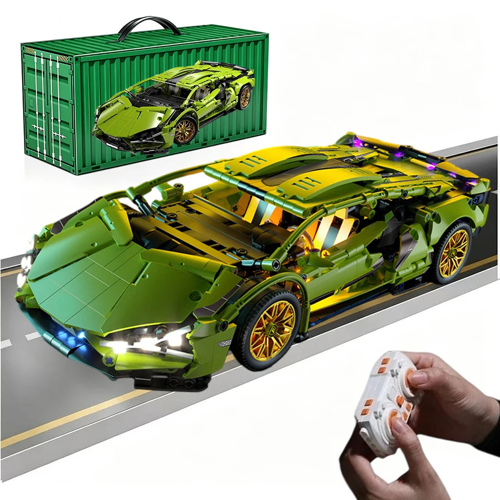 1:14 RC Technic  Sports Car Blocks Bricks with Built-in Motor, DIY Assemble Remote Racing Car Model