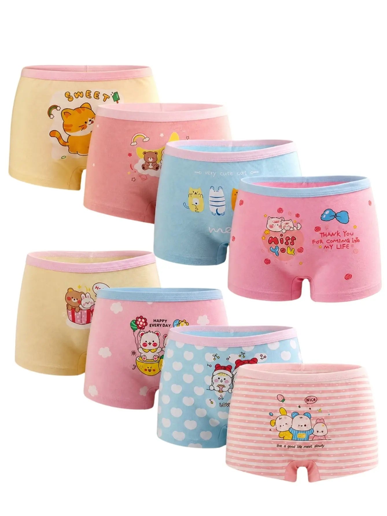 16 Pack Fashion Girls Briefs, Cute Bear Print Girls Underwear, Soft Quick-dry Toddler Underpants, Perfect Gift for Kids