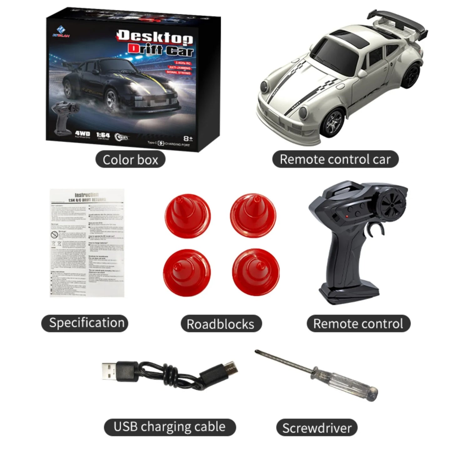 Drift Car 2.4G High speed Remote Control Racing Mini Car  Full proportions Desk Competition Toy Boy Ideal Gift