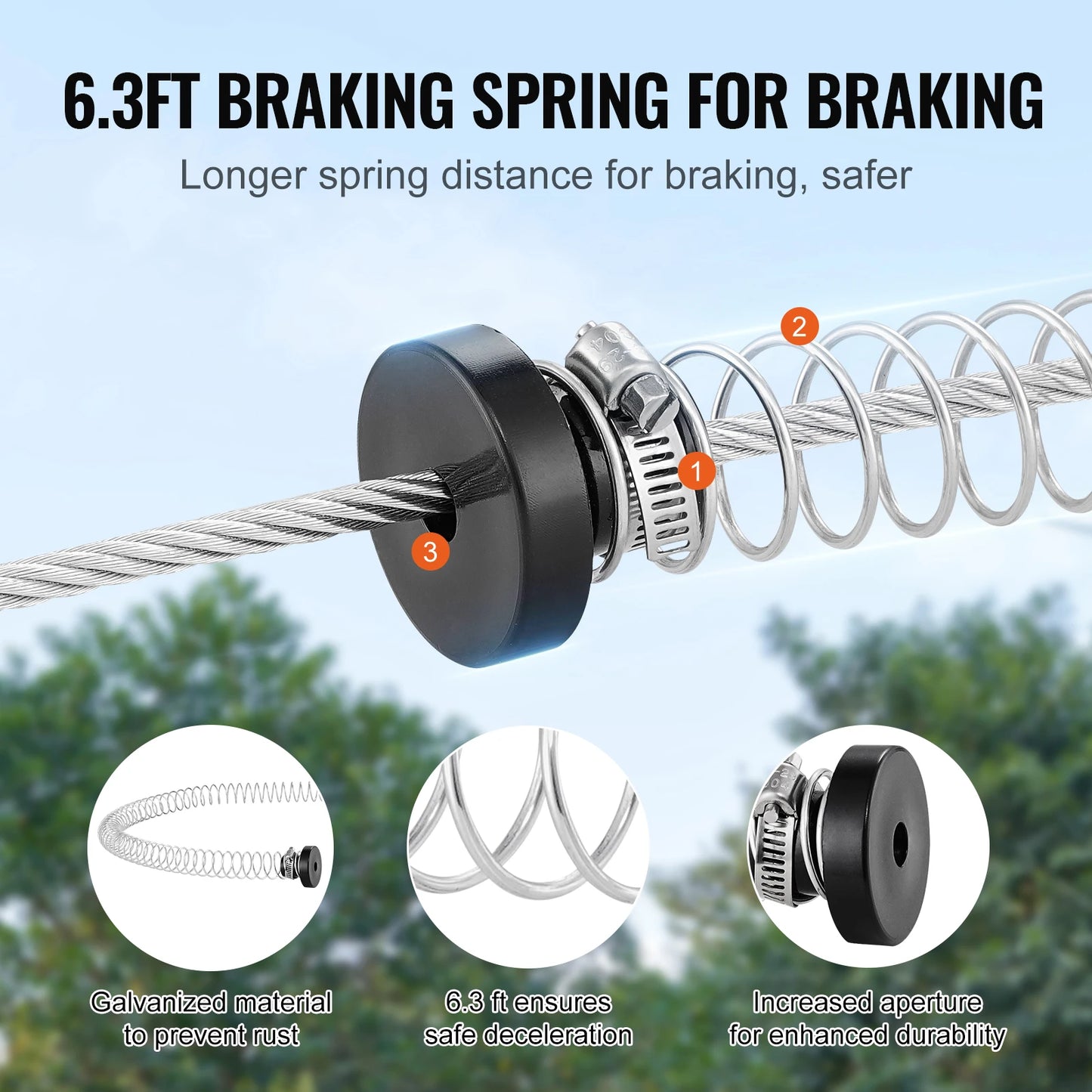 Zipline Kit for Kids Adult 160ft Zip Line Kits Up to 500 lbs with Stainless Steel Zipline Spring Brake Safety Harness