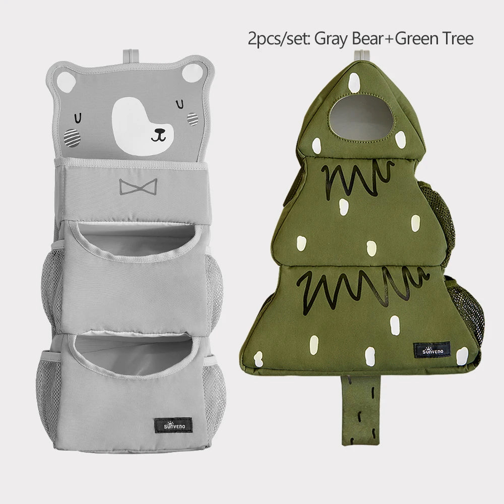 Cartoon Baby Crib Hanging Storage Bag, Multi-functional Organizer for Baby Supplies Baby Room Decor