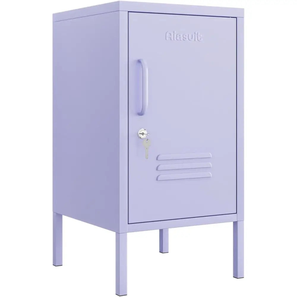 Single Door Lockable Metal End Table with Storage Cabinet, 2-Tier Children's Nightstand with Adjustable Shelf, Easy Assembly Sid