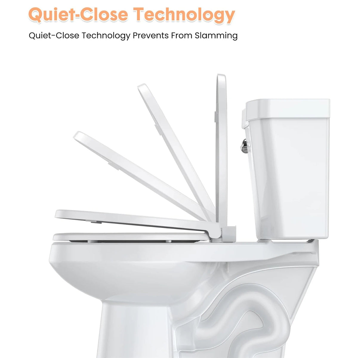 Toilet Seat (Optional Built-in Toddler Seat) Quiet Close, Non-Slip Bumpers White Potty Training Toilet Seat for Family Bathroom