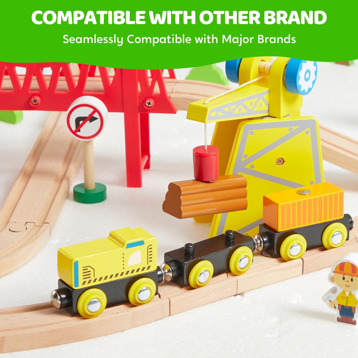 110/60 Pcs Wooden Train Set with Tracks City Scene Railway Set with Magnetic Trains Toy for kids Birthday Christmas Gift